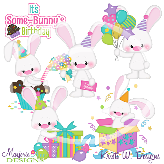 Bunny Birthday SVG Cutting Files Includes Clipart - Click Image to Close